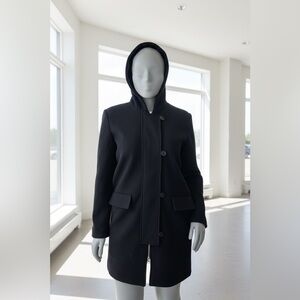 Joe Fresh Black Hooded Trench Coat